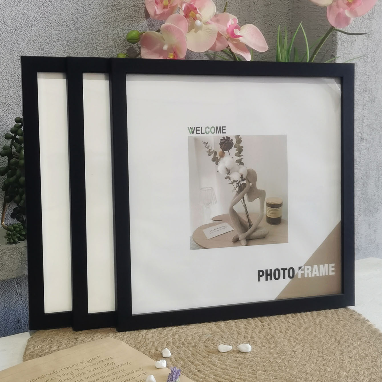 3Pcs Wood Square Photo Frames  - Desk Setup Photo review and price