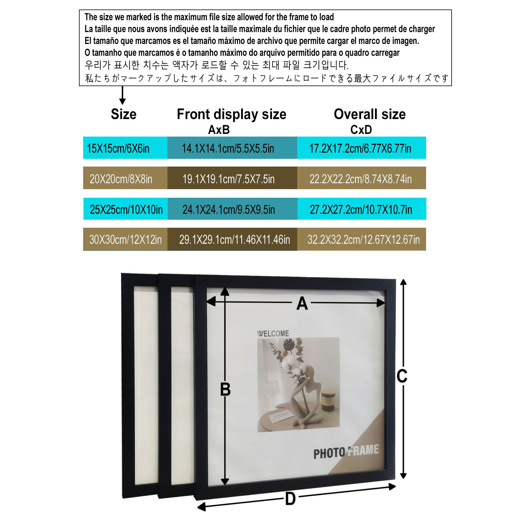 3Pcs Wood Square Photo Frames  - Desk Setup Photo review and price