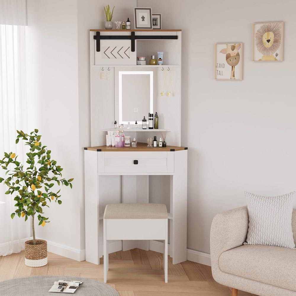 Small Vanity Desk Set with Lig - Desk Setup Small Space review and price