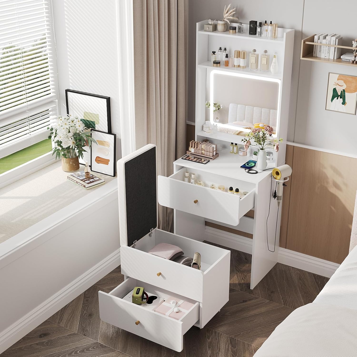 Make Up Vanity Desk with Mirro - Desk Setup In Small Bedroom review and price