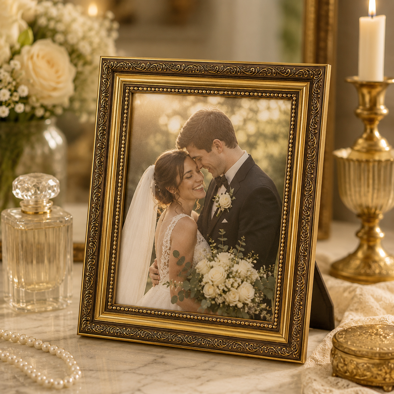 Antique Gold Photo Frame - Ava - Desk Setup Photo review and price