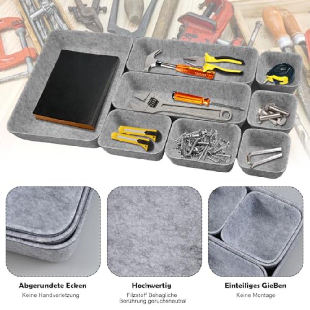 8pcs/set Felt Storage Box Desk - Desk Drawer Unit review and price