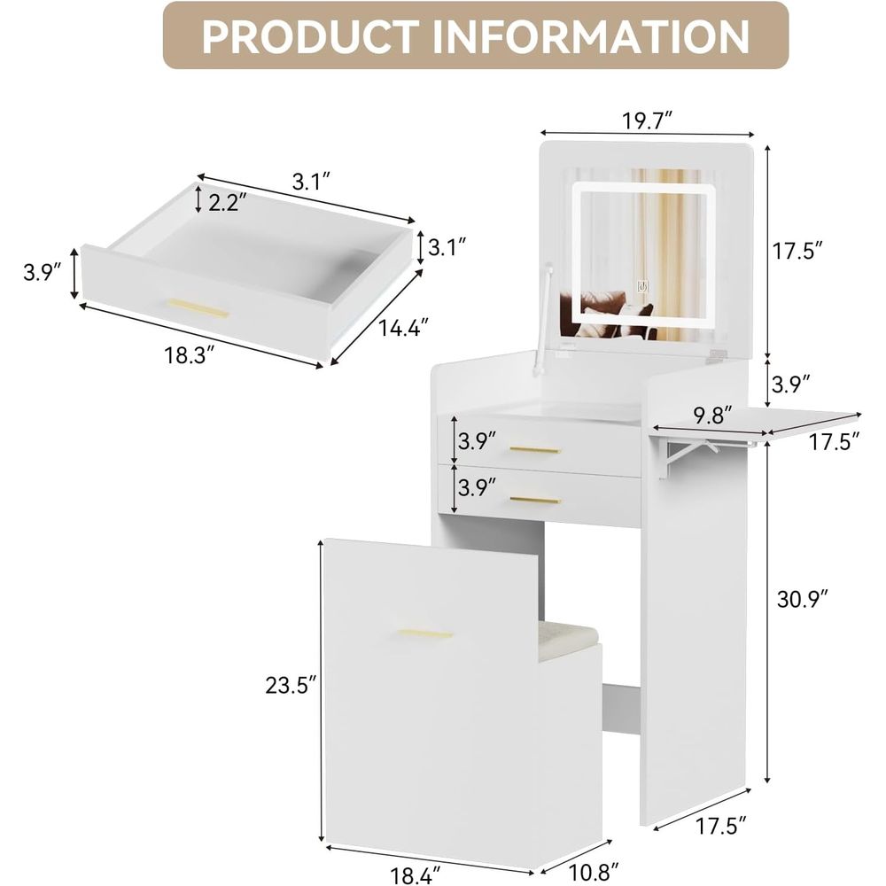3-in-1 Vanity Desk Set, Flip-t - Desk Setup Small Space review and price