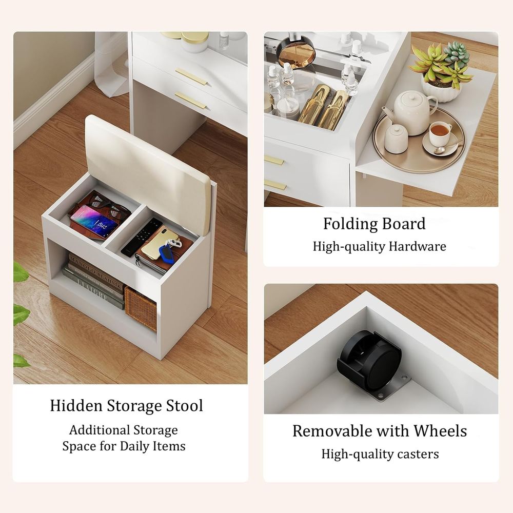 3-in-1 Vanity Desk Set, Flip-t - Desk Setup Small Space review and price