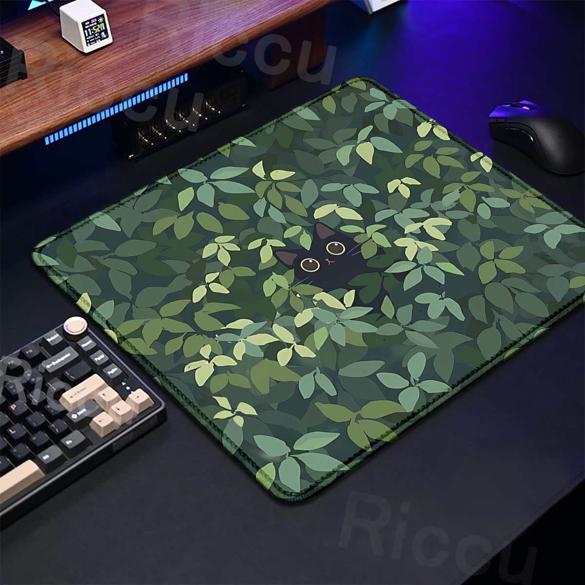 Kawaii Black Cat Mousepad 18x2 - Korean Desk Setup review and price