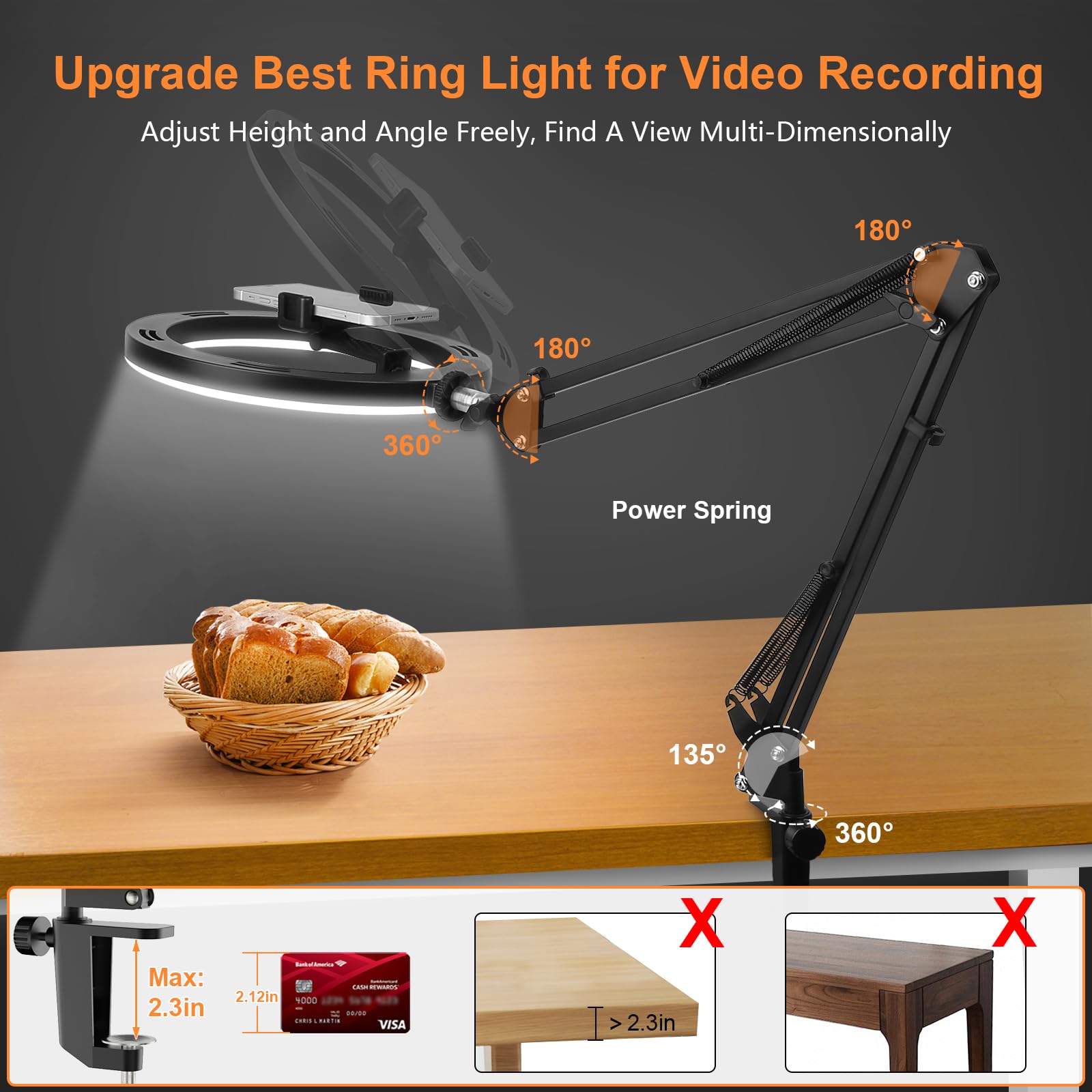 Nice Overhead Tripod With Ring - Desk Setup Light review and price