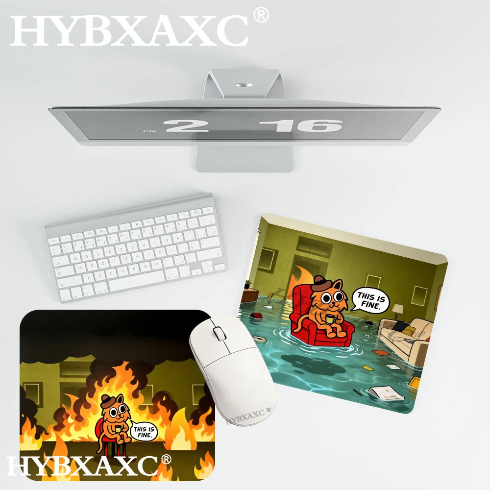 HYBXAXC This Is Fine Cat Meme  - Work Desk Home Setup review and price